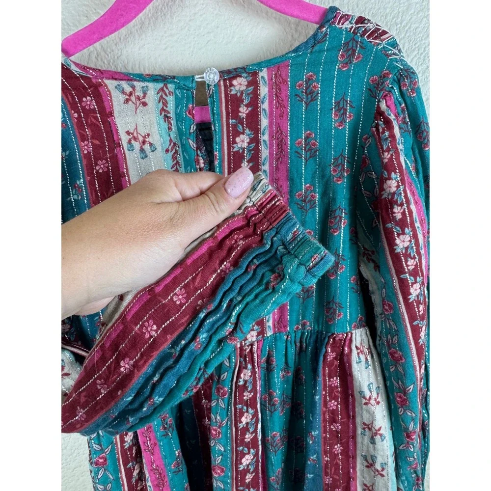 Peek Kids Floral Stripe Smocked Dress Girls Size 8‎ Flowy Boho Indie